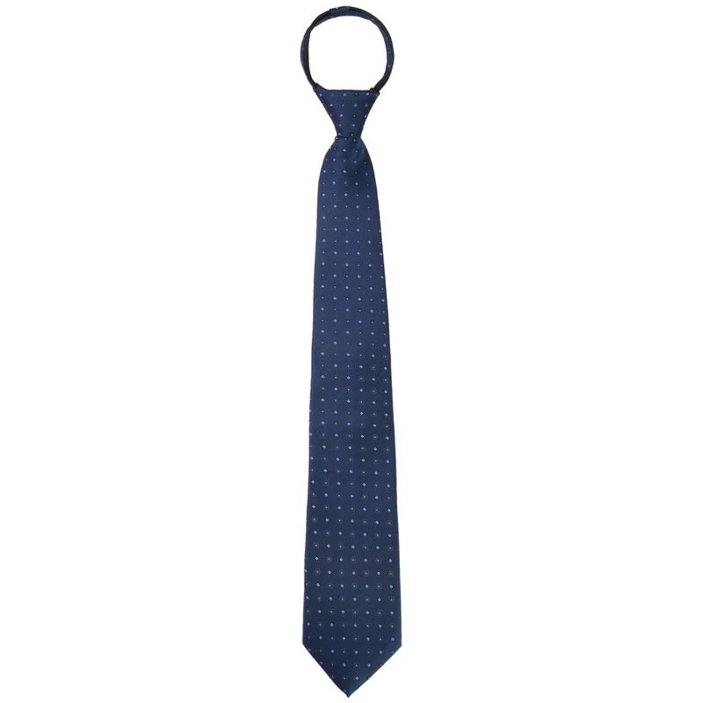 Zipper Tie Pre-Tied Patterned Necktie Adjustable Neck Ties Navy Blue -6